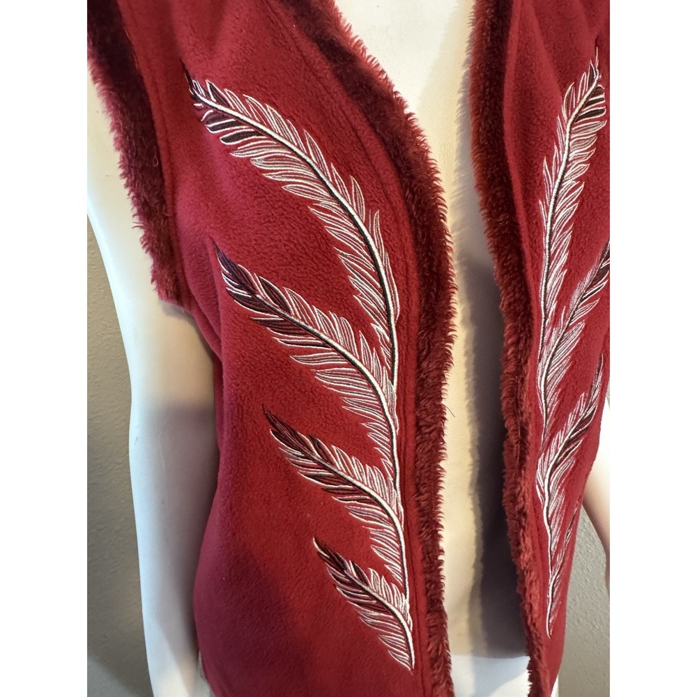 Bob Mackie Fleece Vest Large Wearable Art Boho Em… - image 2